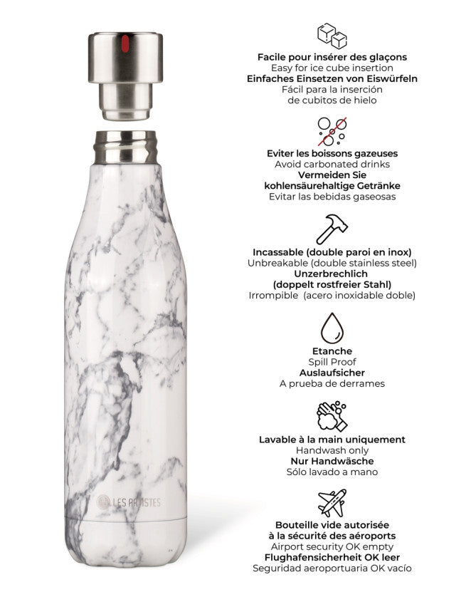 Insulated Bottle Marble Black & White - 500ML