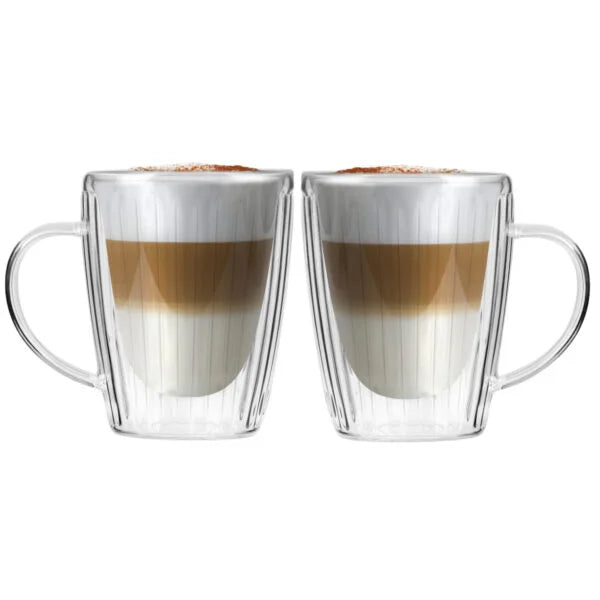Vialli Design - Set of 2 Double-Wall Glasses with Handle 250ML - Livio Duo 1654