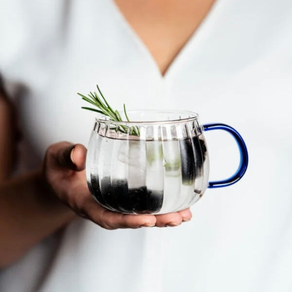 Vialli Design - Set of 2 blue-rimmed glasses 350ML - Tulip 1180