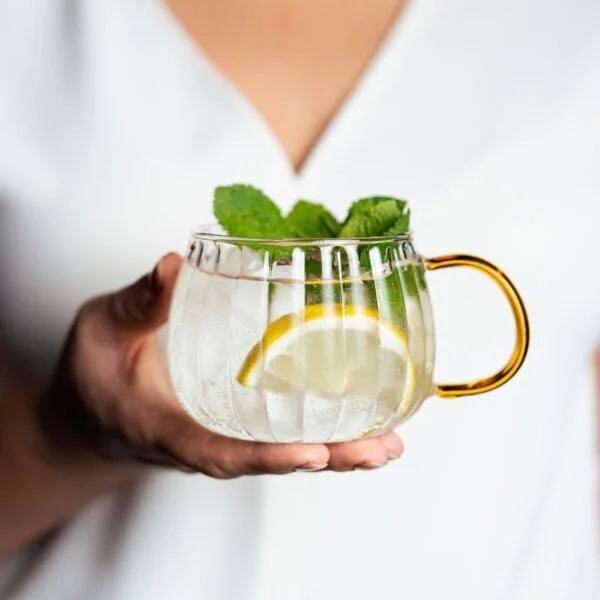 Vialli Design - Set of 2 yellow-rimmed glasses 350ML - Tulip 1227