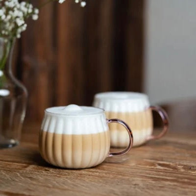 Vialli Design - Set of 2 glasses with pink glass handle 350ML - Tulip 1210