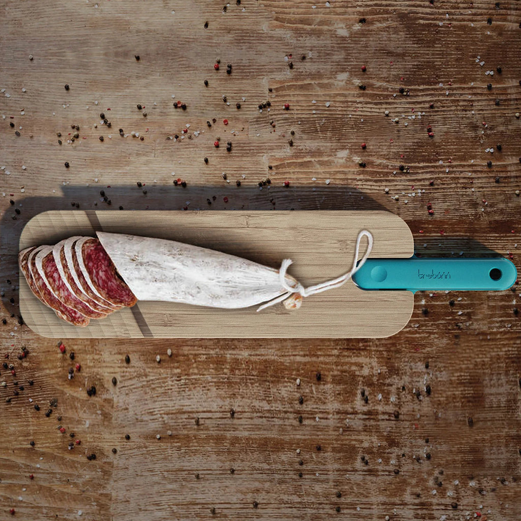 Artu Salami – Bamboo Cutting Board with Integrated Knife for Slicing Cured Meats