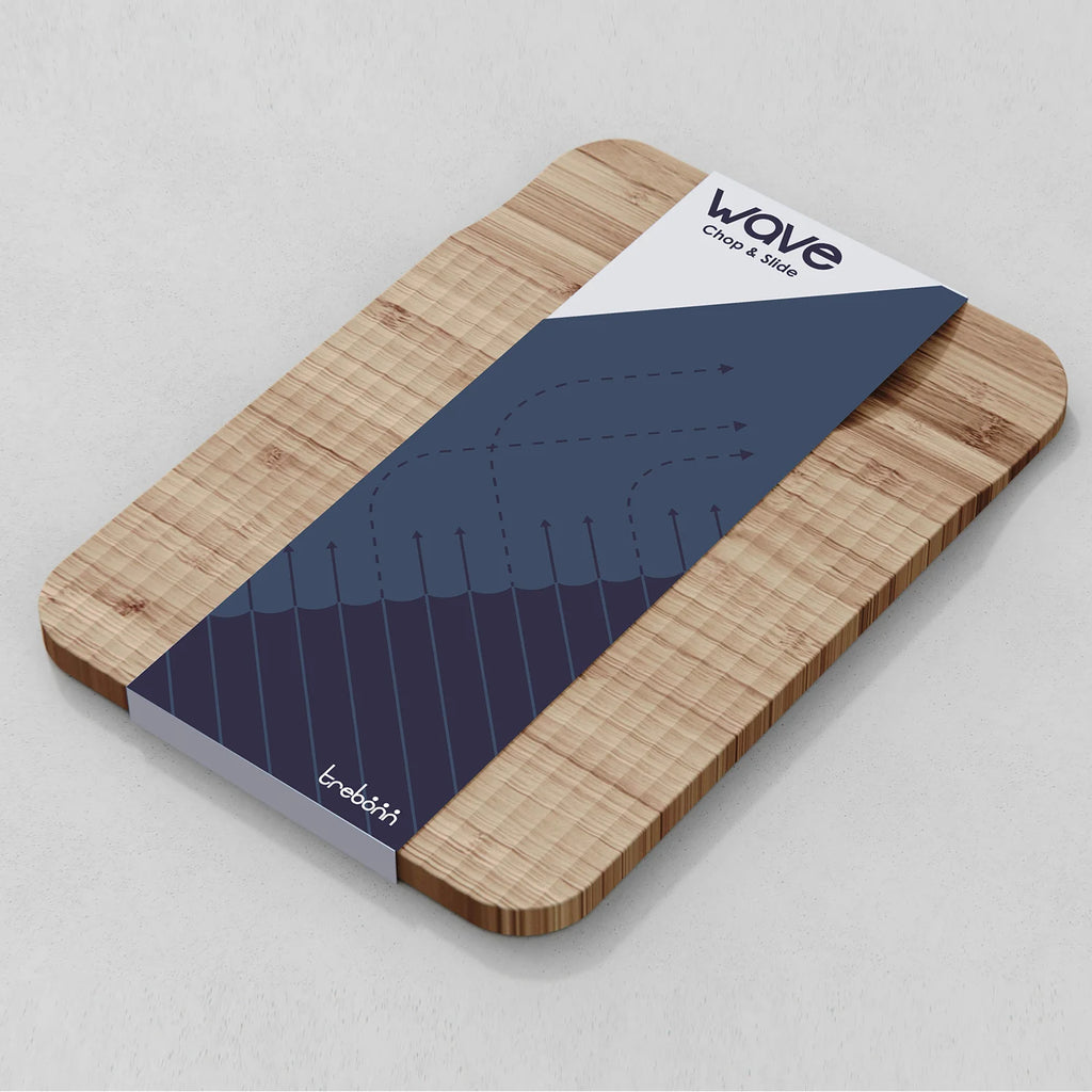 Wave – Bamboo Cutting Board with Cutting Guide Pattern and Food Collection Channel