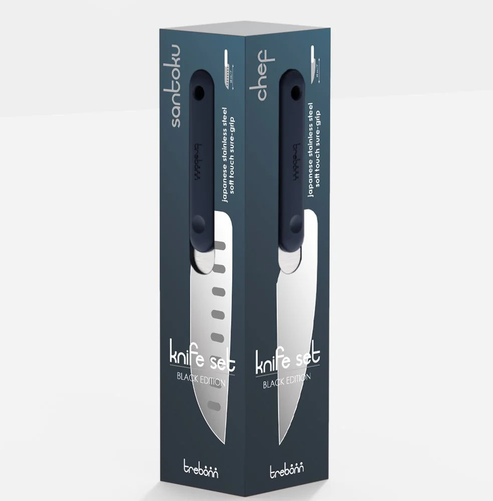 Trebonn - Knife Set Black Edition – Set of 4 Japanese Stainless Steel Kitchen Knives