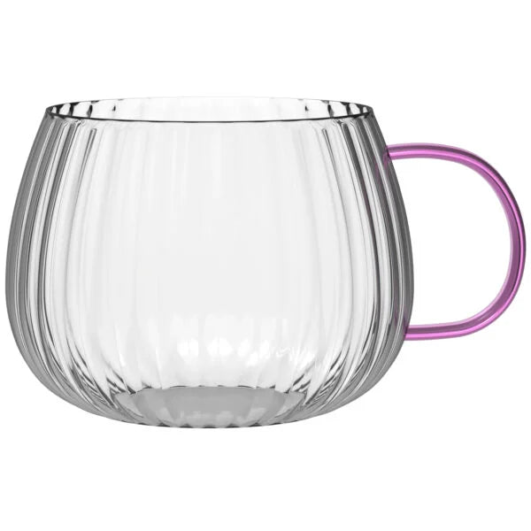 Vialli Design - Set of 2 glasses with pink glass handle 350ML - Tulip 1210