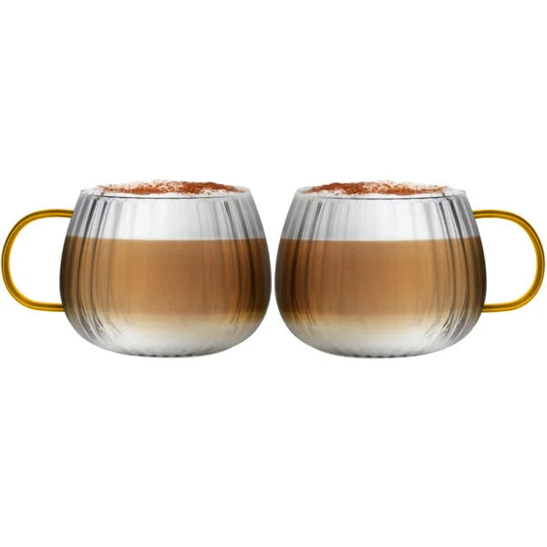 Vialli Design - Set of 2 yellow-rimmed glasses 350ML - Tulip 1227