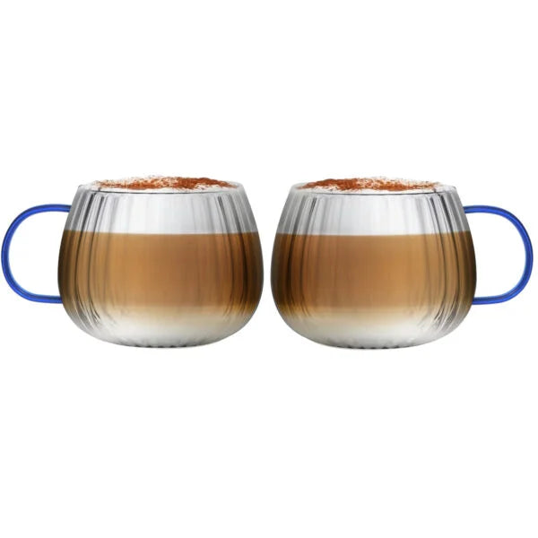 Vialli Design - Set of 2 blue-rimmed glasses 350ML - Tulip 1180