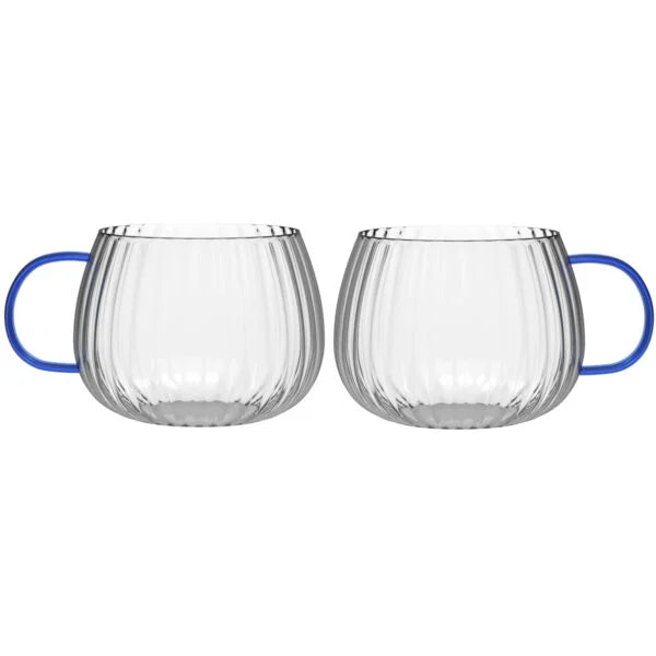 Vialli Design - Set of 2 blue-rimmed glasses 350ML - Tulip 1180