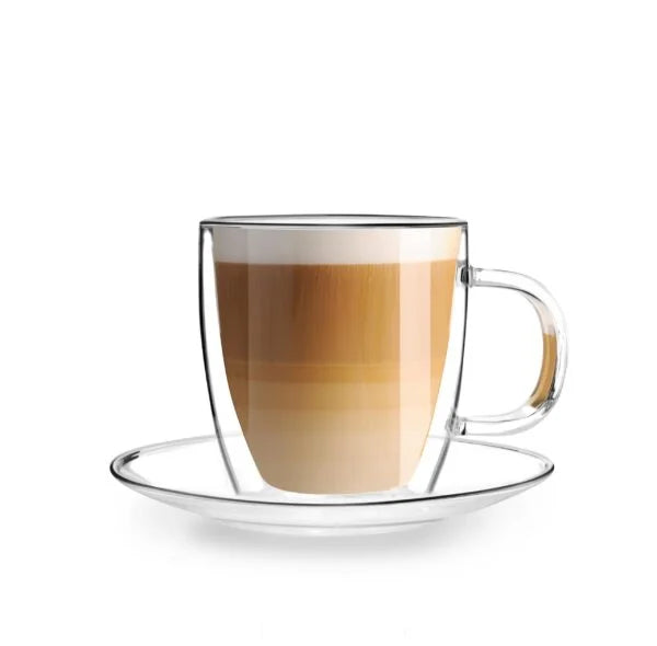 Vialli Design - Set of 2 cups with saucers with double wall 250ML - Amo 27565