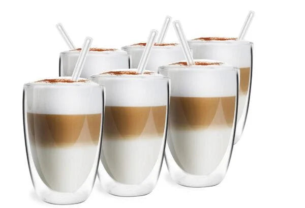 Vialli Design - Set of 6 double-walled glasses with straws 350ML - VITA 26865