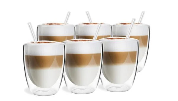 Vialli Design - Set of 6 double-walled glasses with straws 320ML - VITA 26858