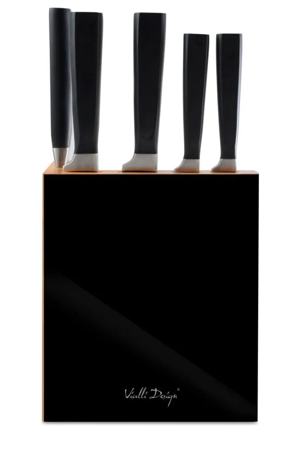 Vialli Design - Set of 5 forged knives in block FINO black