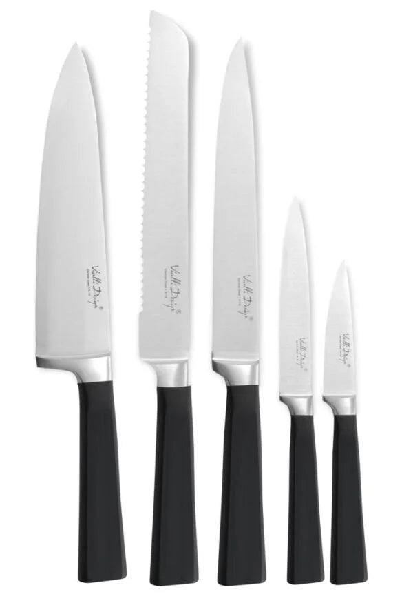 Set of 5 forged knives in block FINO black