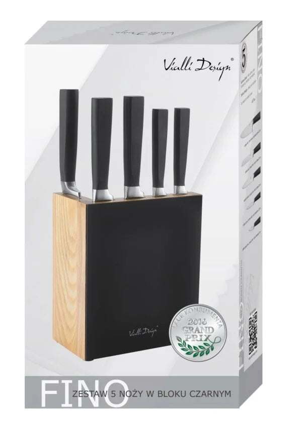 Vialli Design - Set of 5 forged knives in block FINO black