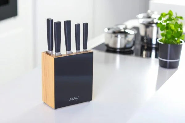 Vialli Design - Set of 5 forged knives in block FINO black